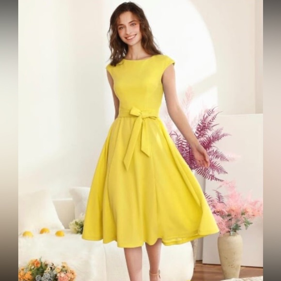 NEW - DRESSTELLS Cocktail Yellow Dress | XL - Picture 1 of 15